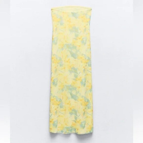 ZARA STRAPLESS PRINTED TULLE DRESS - Picture 7 of 8